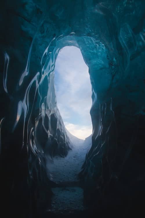 The entrance to an Ice cave in Iceland