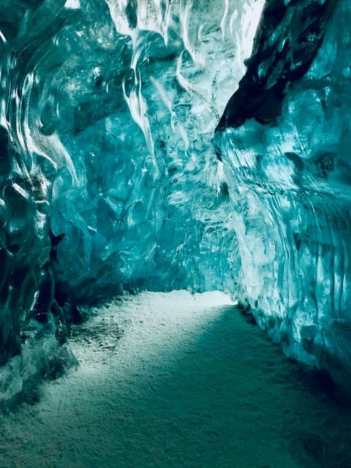 The inner formations of an Ice Cave in Iceland