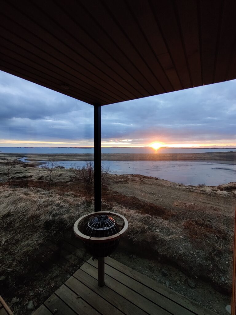 panorama glass lodge west sauna ocean view