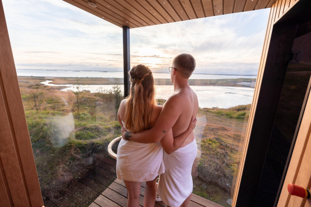 panorama glass sauna in west iceland